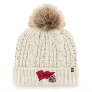Women's Cream Knit Beanie with Pom-Pom
